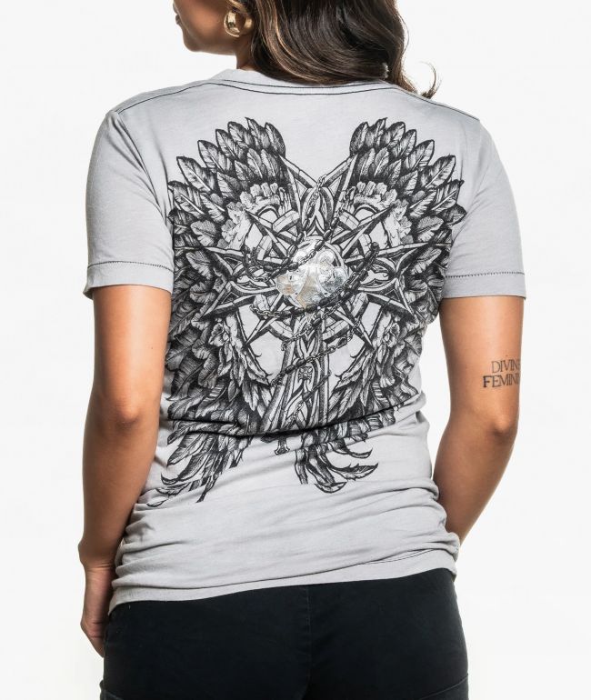 Affliction Medallion Grey V-Neck T-Shirt - Affliction