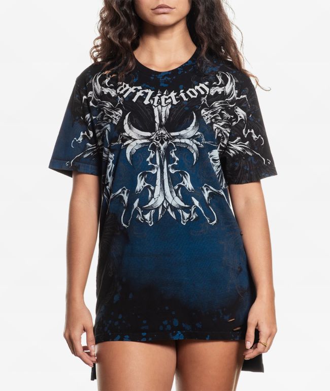 Affliction Jump Tie-Dye Blue T-Shirt - Affliction