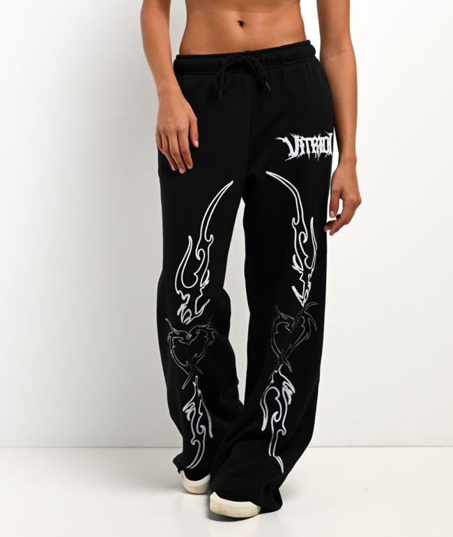Vitriol Cyber Chrome Black Wide Leg Sweatpants - Vitriol