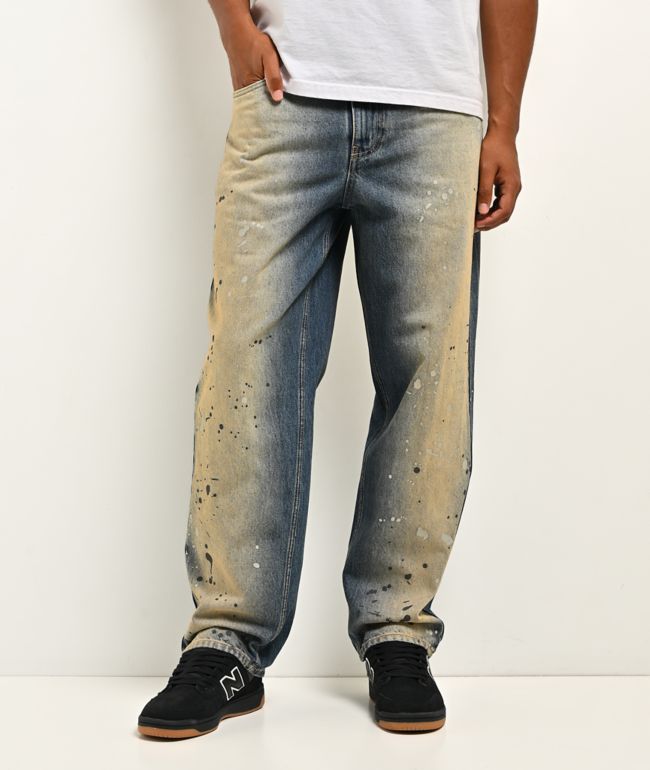 Empyre Paint N Blast Blue Wash Loose Fit Skate Jeans - Empyre