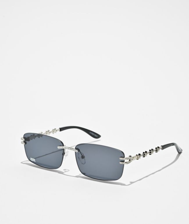 Broken Promises Wired Rimless Black & Silver Sunglasses - Broken Promises