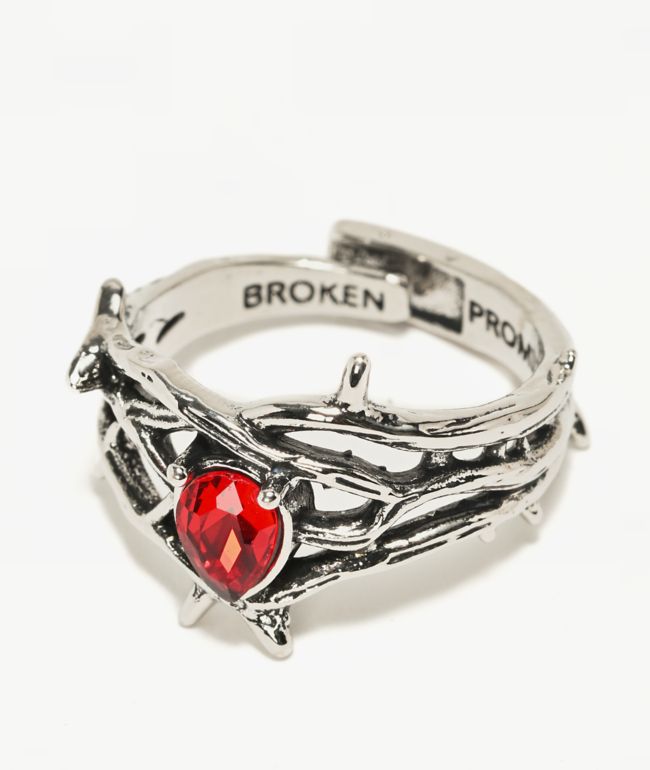 Broken Promises Thorned Iced Out Silver Ring - Broken Promises
