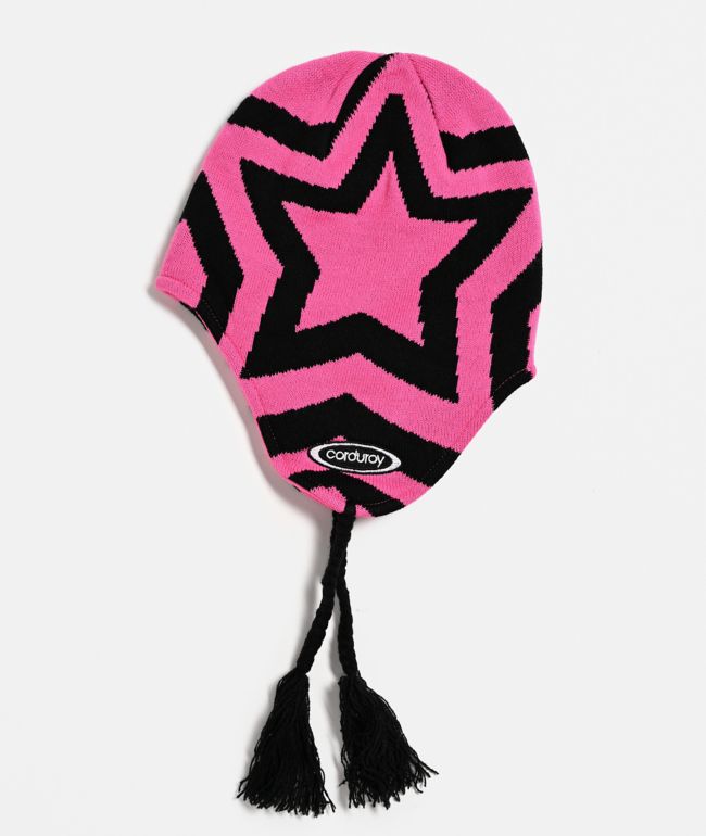 Corduroy Cosmos Pink Ear Flap Beanie - Corduroy