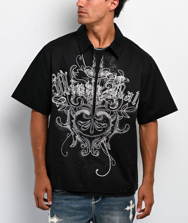 Ninth Hall Salvation Rhinestone Black Boxy Work Shirt - Ninth Hall