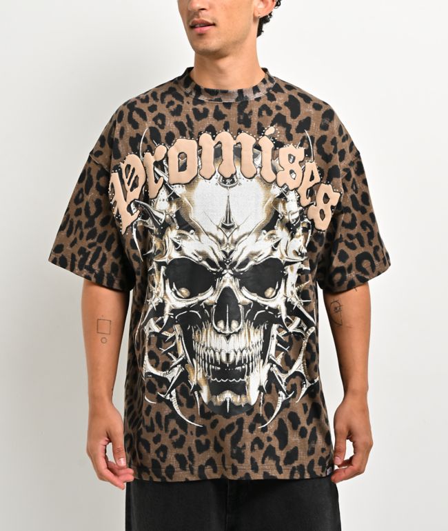 Broken Promises Feral Leopard Print Brown Wash T-Shirt - Broken Promises
