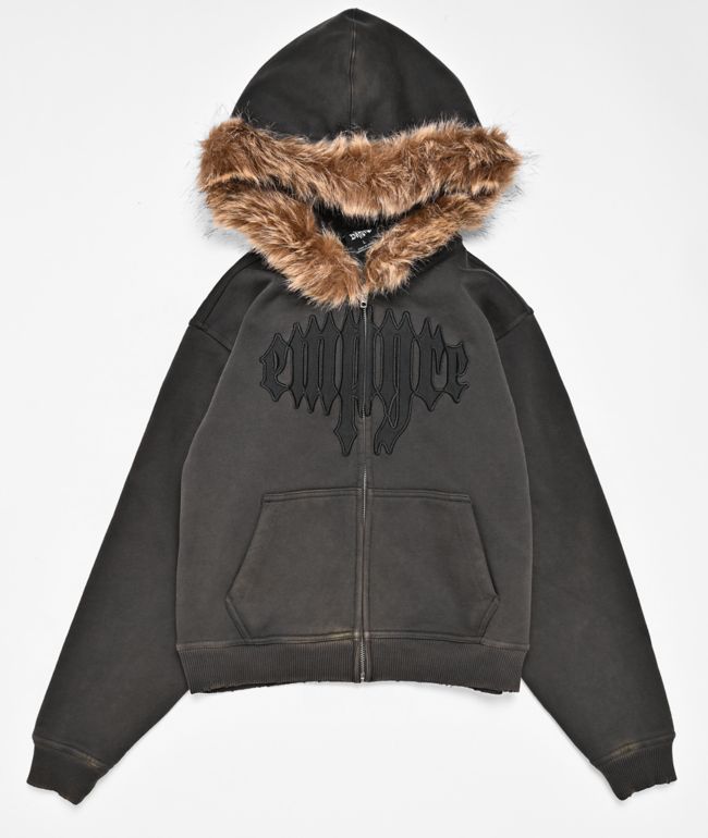 Empyre Kids Transplant Faux-Fur Brown Zip Hoodie - Empyre
