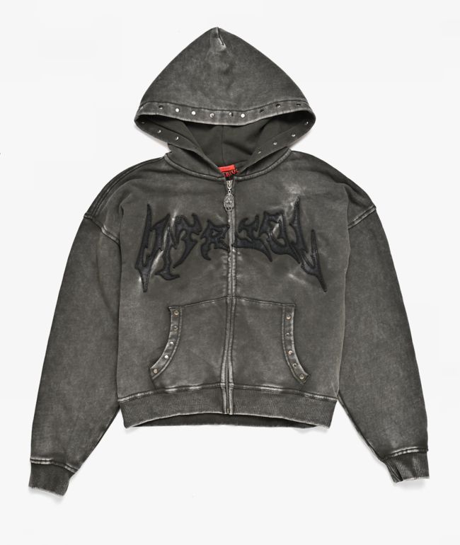 Vitriol Kids Death Grip Black Wash Zip Hoodie - Vitriol
