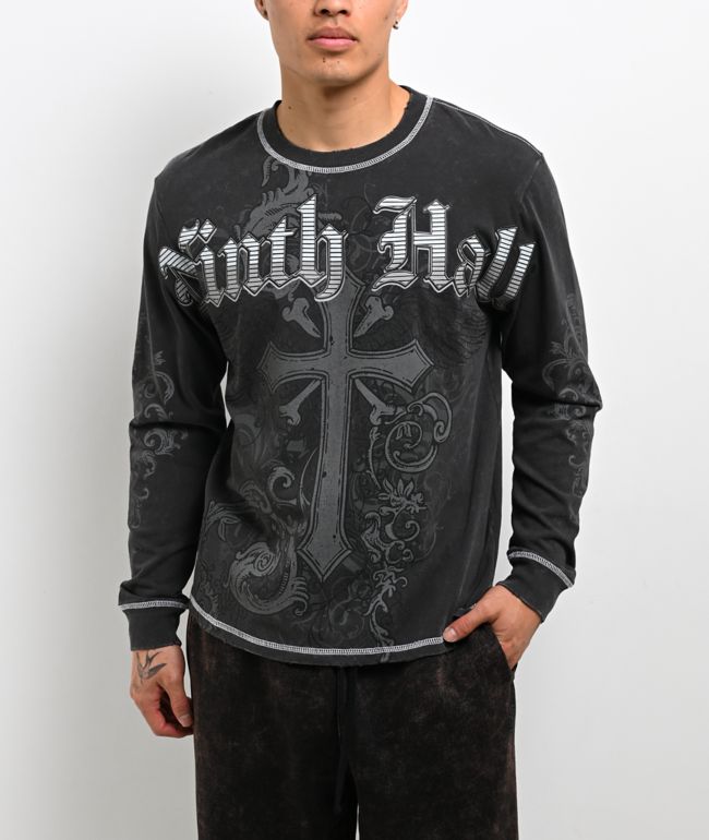 Ninth Hall Second Coming Black Wash Long Sleeve T-Shirt - Ninth Hall