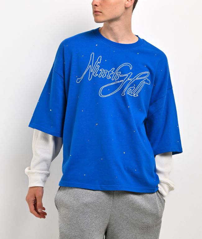 Ninth Hall Lightfall Blue & White 2fer Long Sleeve T-Shirt - Ninth Hall