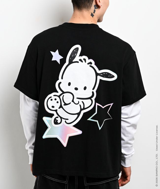 Hello Kitty® and Friends | A.LAB Pochacco™ Cyber Y2K Black & White 2fer Long Sleeve T-Shirt - Hello Kitty And Friends