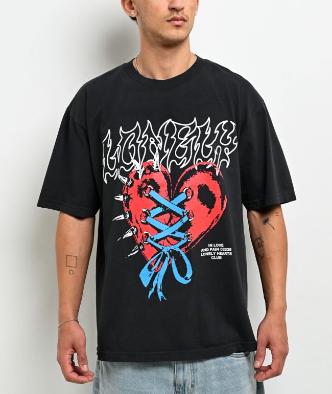 Lonely Hearts Club In Love And Pain Charcoal T-Shirt - Lonely Hearts Club