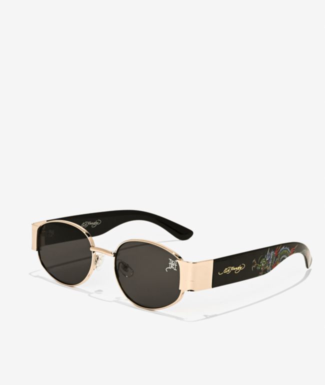 Ed Hardy Hokusai Black Rectangle Sunglasses | Zumiez