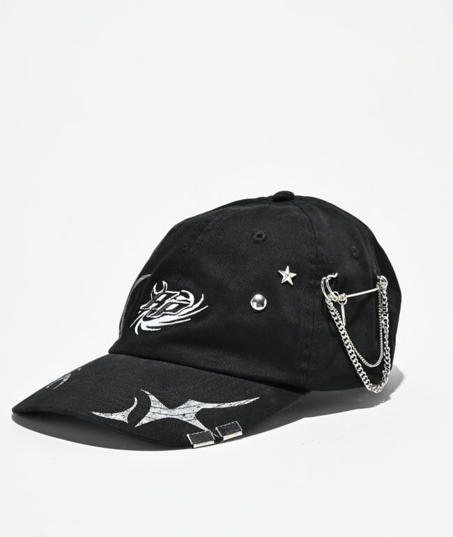 Broken Promises Whirl Airbrush Black Strapback Hat - Broken Promises