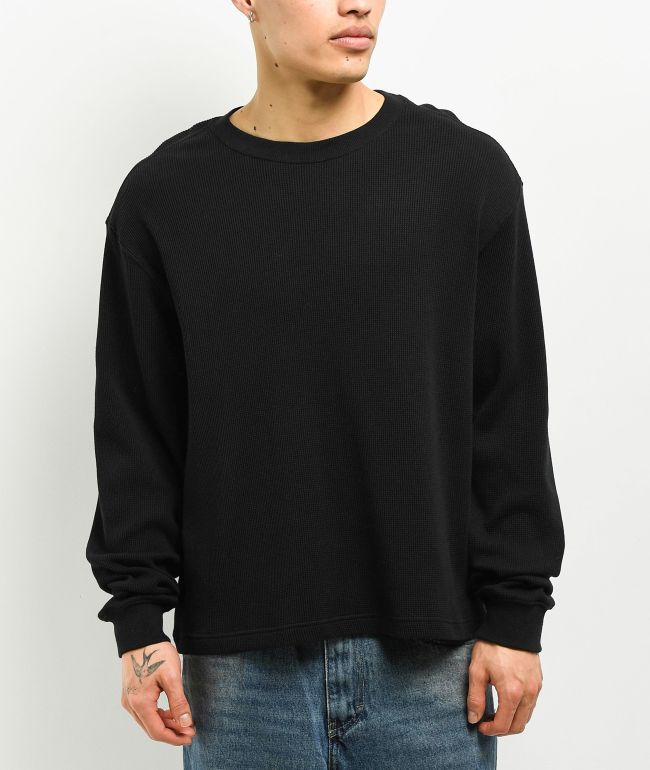 ITA Flux Black Thermal Long Sleeve Boxy T-Shirt - ITA