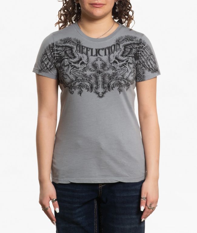 Affliction Winged Up Grey T-Shirt - Affliction