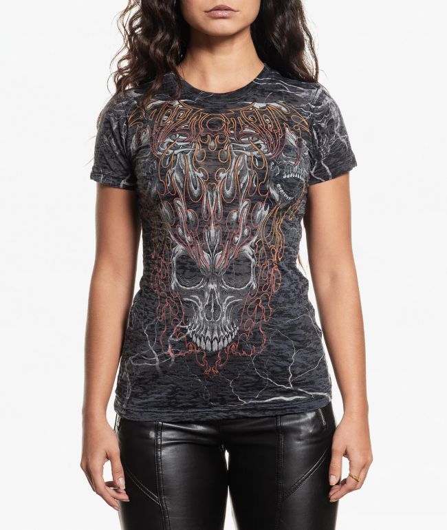 Affliction  Cosmic Inferno Black Burnout T-Shirt - Affliction
