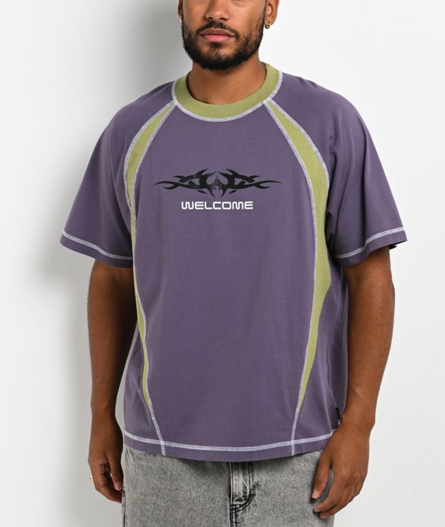 Welcome Rash Paneled Grape Boxy T-Shirt - Welcome Skateboards