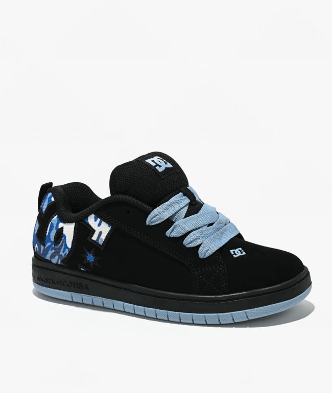 DC Court Graffik Black & Blue Camo Skate Shoes - DC