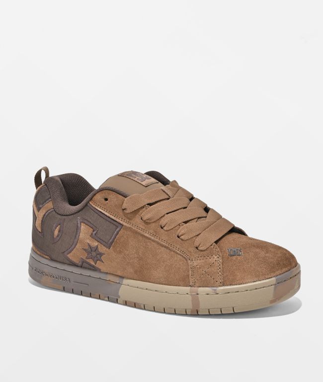 DC Court Graffik Brown Camo Skate Shoes - DC