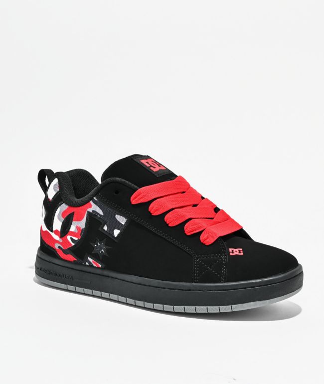DC Court Graffik Black & Red Camo Skate Shoes - DC