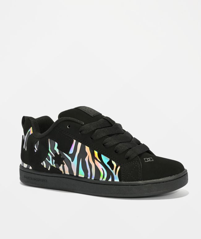 DC Court Graffik Zebra Black & Iridescent Skate Shoes - DC