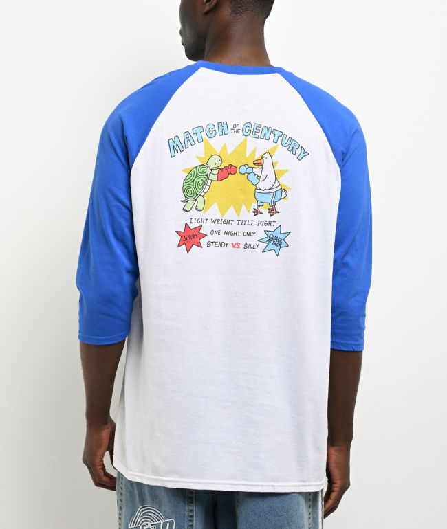 A.LAB Boxing Jerry White & Blue Three Quarter Sleeve T-Shirt - A.LAB