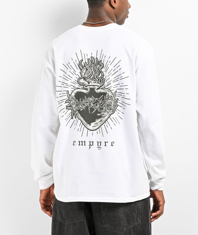Empyre Thorned Heart White Long Sleeve T-Shirt - Empyre