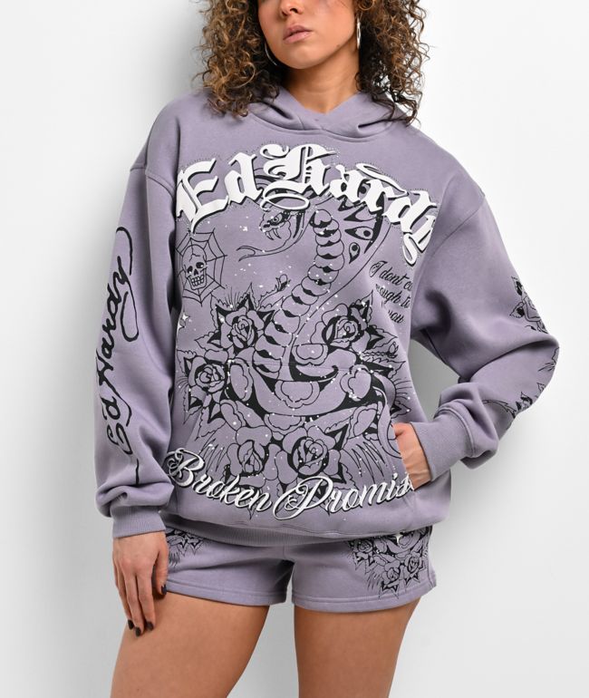 Ed Hardy x Broken Promises Cobras Wrath Purple Hoodie - Ed Hardy