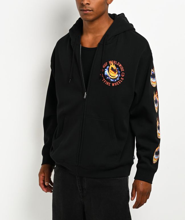 HUF x Spitfire Chrome Bighead Black Zip Hoodie - HUF
