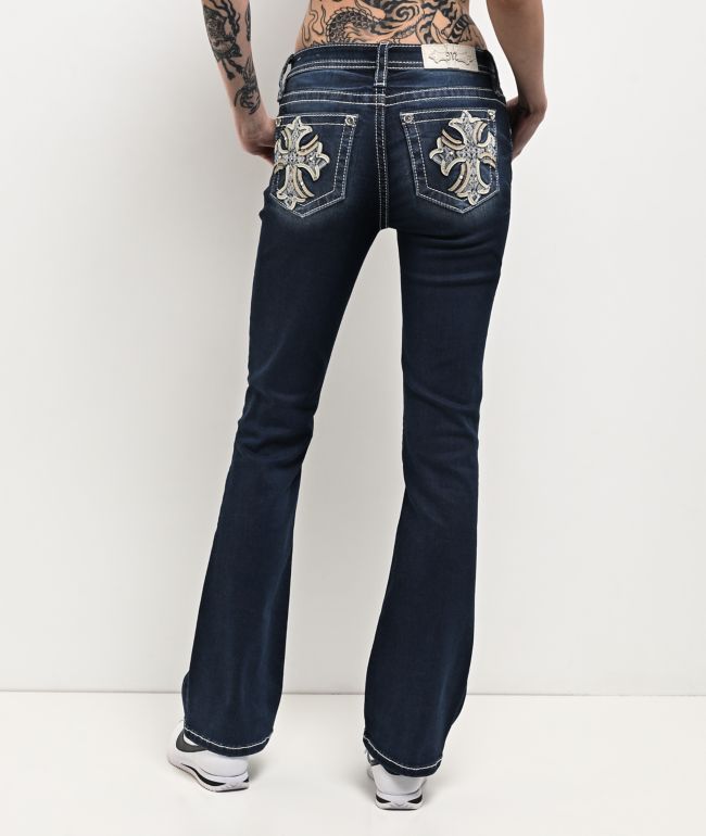 Miss Me Cross Medium Wash Bootcut Jeans - Miss Me