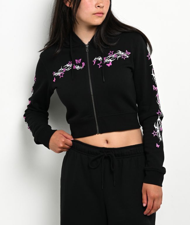 Empyre Girl At A Concert Black Crop Zip Hoodie - Empyre