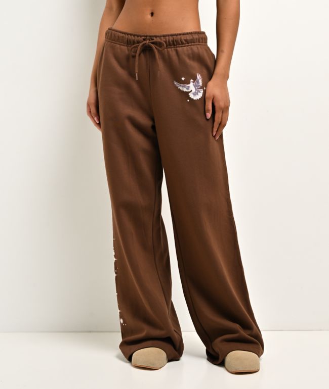 Ninth Hall Airbrush Afterlife Brown Wide Leg Sweatpants - Ninth Hall