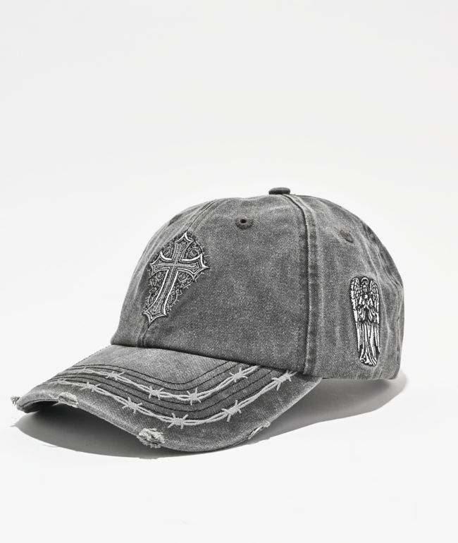 Sheisty Confession Washed Black Strapback Hat - $hei$ty