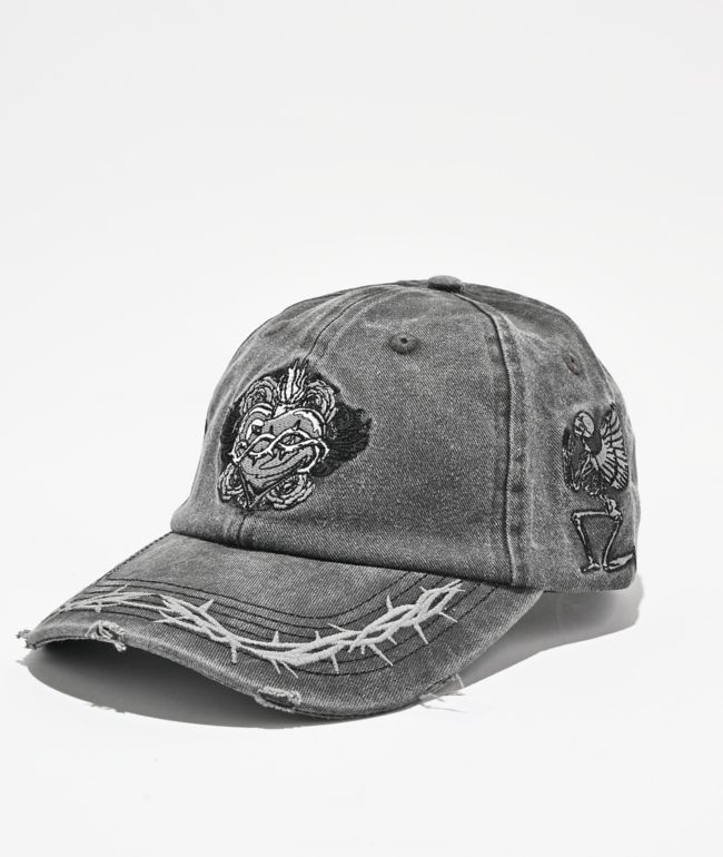Sheisty Heartbroken Washed Black Strapback Hat - $hei$ty