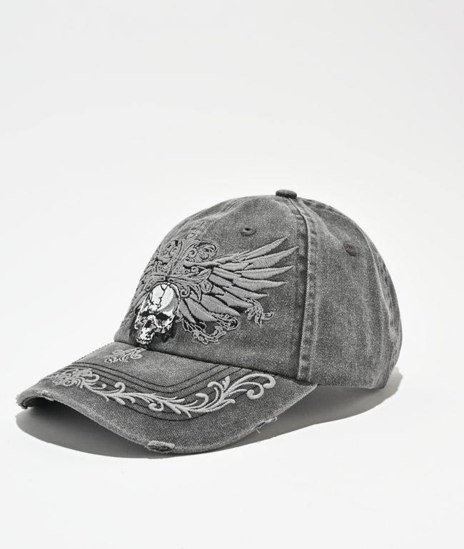 Sheisty Clipped Washed Black Strapback Hat - $hei$ty