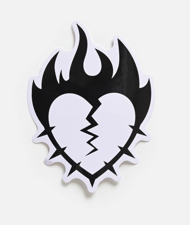 Beverly Hills Broken Hearts Spike Flames Heart Sticker - Beverly Hills Broken Hearts