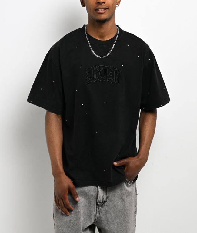 Learn To Forget Arch Logo Rhinestone Black T-Shirt - LTF