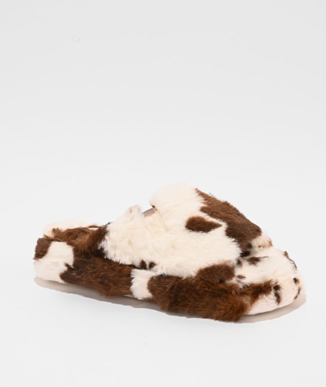 Roxy Sloane Cow Print Slippers - Roxy