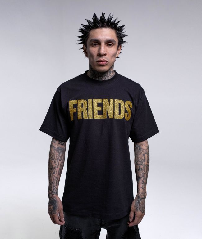 VLONE Friends Gold Glitter & Black T-Shirt - VLONE
