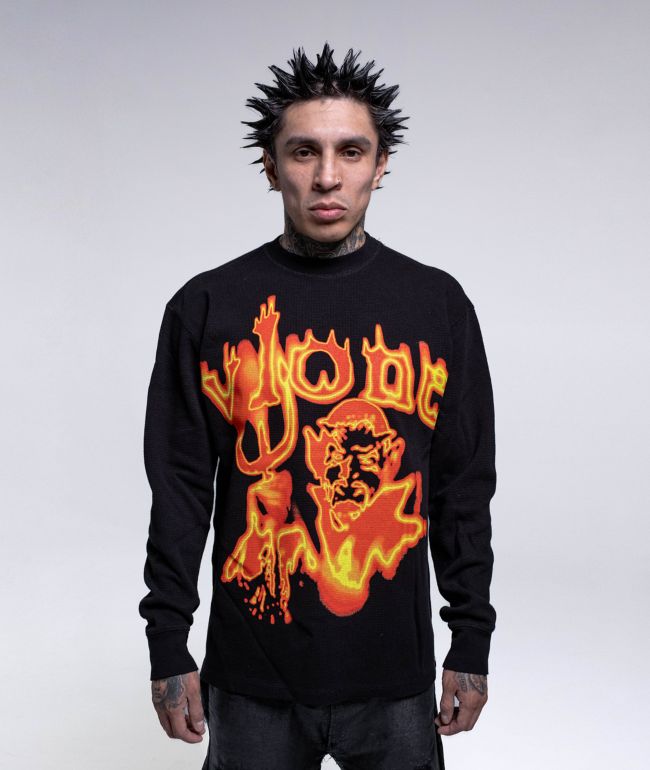 VLONE Devil Black Thermal Long Sleeve T-Shirt - VLONE