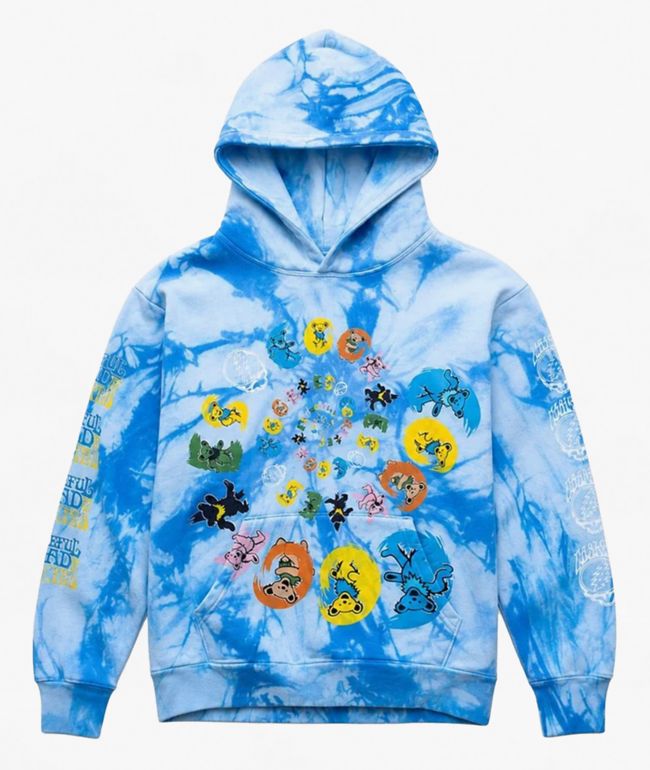 Cookies x Grateful Dead Spiral Bears Blue Tie Dye Hoodie - Cookies Clothing