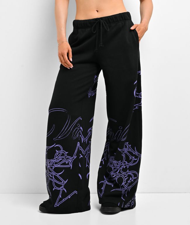 Vitriol Jessa Black Wide Leg Sweatpants - Vitriol