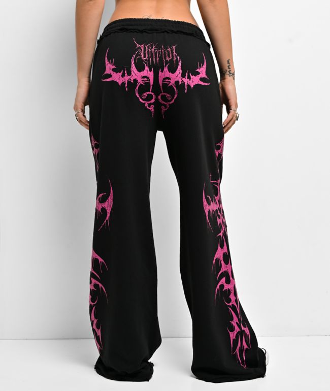 Vitriol Lucy Black Wide Leg Sweatpants - Vitriol