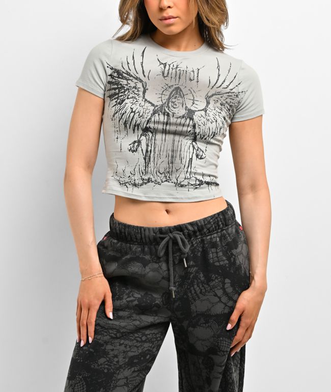 Vitriol Lina Grey Wash Crop T-Shirt - Vitriol