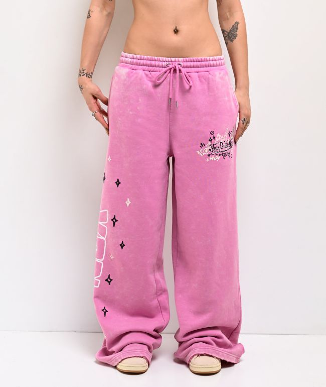 Von Dutch Cyclamen Pink Wash Wide Leg Sweatpants - Von Dutch