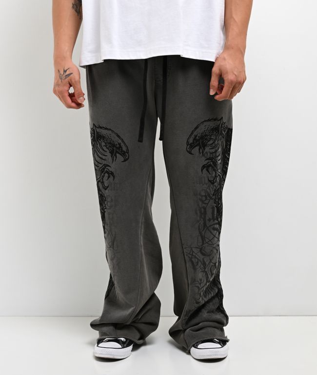 Affliction Birds Of Prey Grey Wash Sweatpants - Affliction
