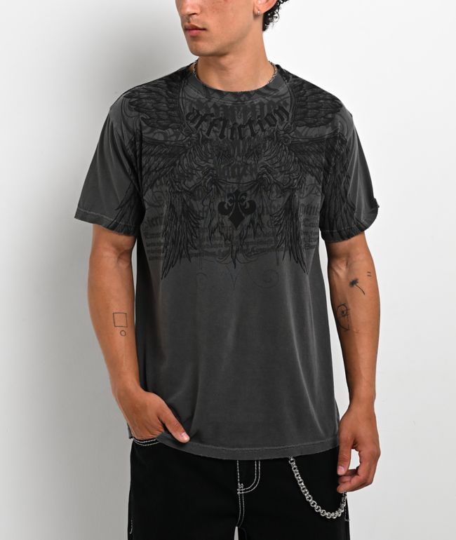 Affliction Birds Of Prey Charcoal T-Shirt - Affliction