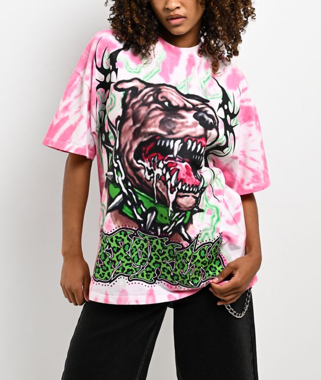 Broken Promises Barking Dead Pink Oversized Tie Dye T-Shirt - Broken Promises