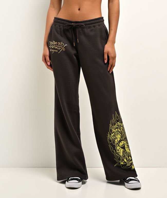 Ed Hardy Love Kills Slowly Espresso Brown Sweatpants - Ed Hardy
