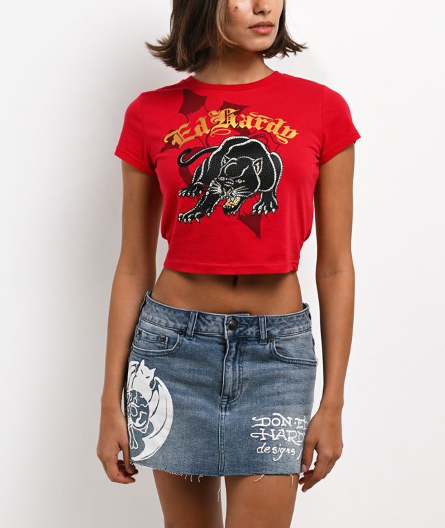 Ed Hardy Panther Cherry Crop T-Shirt - Ed Hardy